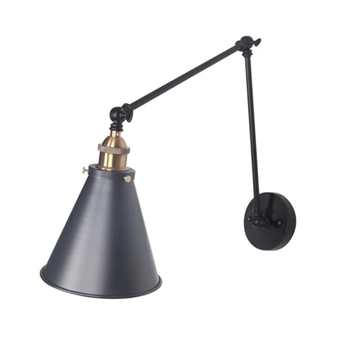 Retro-Industrie-Wandleuchte, verstellbare Schwenkarm-Wandleuchte, Langmast-Doppelabschnitts-Lenkwandleuchte, Innenwandlampe mit E27-Fassung für das Schlafzimmer-Nachttisch von Generic