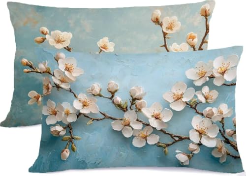 Retro Kissenbezug 50 x 80 Beige Kissen 50x80, Leinen KopfKissenbezug 2er Set Kissenbezüge mit Reißverschluss, Zierkissenbezüge Seitenschläferkissen Bezug Dekokissen, für Deko Wohnzimmer Zimmer R-260 von Generic