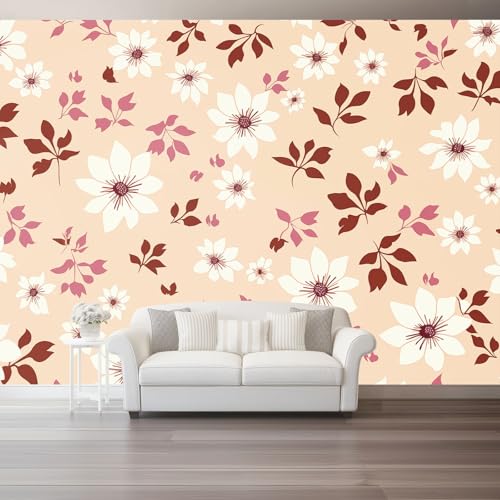 Retro-Pflanzen Fototapete 400 x 280 cm, Beige Blumen Blätter Thema Wandbild Wohnzimmer Schlafzimmer Wandtapete Vlies Tapete UV-Beständig Geruchsfrei Montagefertig Retro-Pflanzen Fototapete 400 x 280 cm, Beige Blumen Blätter Thema Wandbild Wohnzimmer Schlafzimmer Wandtapete Vlies Tapete UV-Beständig Geruchsfrei Montagefertig von Generic