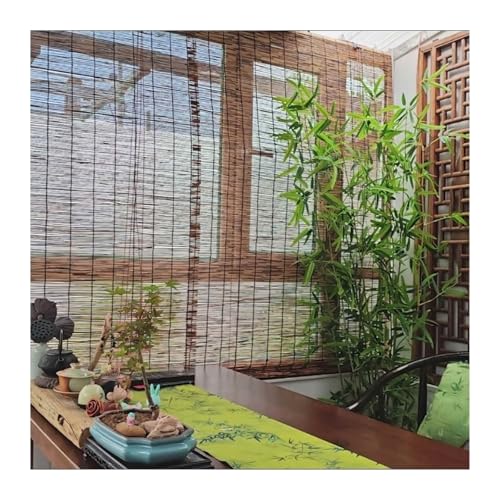 Retro Schilf Vorhang Handgewebt Home Sunshade Lichtfilterung Anti-UV Sichtschutz für Schlafzimmer Küche Wohnzimmer Balkon(85x180 cm/34x71 in) von Generic