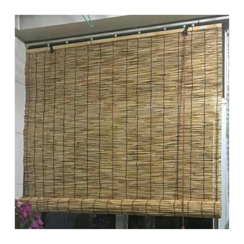 Retro-Strohvorhänge Atmungsaktiv Wasserdicht Lichtundurchlässig UV-beständig für Balkon Und Fenster Individuell Anpassbar((WxH)60x90 cm) von Generic