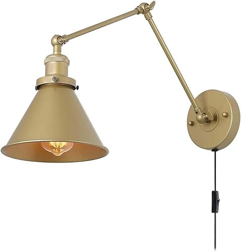 Retro Verstellbare Doppelschwingarm-Wandleuchte Industrielle Wandleuchte Mit Netzkabel Mit Schalter Und Stecker Für Arbeitszimmer Küche Esszimmer Schlafzimmer Restaurants, Gold Retro Verstellbare Doppelschwingarm-Wandleuchte Industrielle Wandleuchte Mit Netzkabel Mit Schalter Und Stecker Für Arbeitszimmer Küche Esszimmer Schlafzimmer Restaurants, Gold von Generic