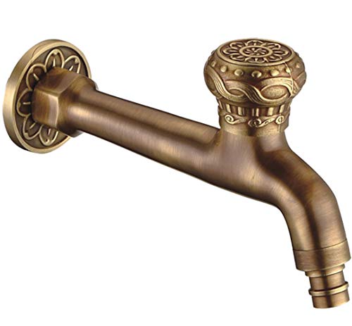 Retro Wand Messing Wasserhahn Badezimmer Waschbecken Mopp Pool Garten Terrasse Kalter Wasserhahn, Yellow von Generic