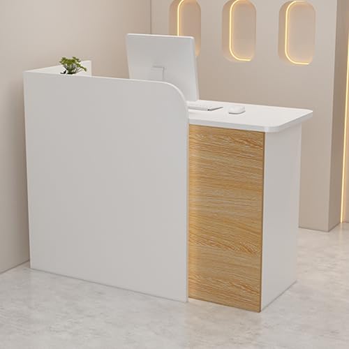 Rezeption Schreibtisch Negotiation Table Einzelhandel Checkout Zähler Computer Möbel Lockable Drawer Welcome Schreibtisch für Büro Beauty Salon White Wood Finish von Generic