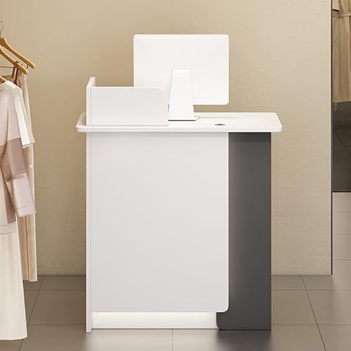 Rezeption Schreibtisch Negotiation Table Einzelhandel Checkout Zähler Lockable Drawer LED Lights White & Grey Ideal for Beauty Salons & Hotels Modern Design SpaceSaving von Generic
