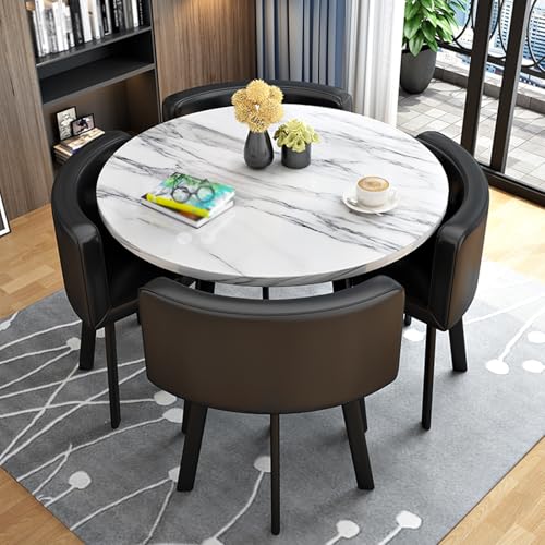 Rezeption Schreibtisch Negotiation Table Round Dining Table for 4 Black Color Modern Conference Furniture Versatile Office & Home Use Stylish & Functional Design von Generic