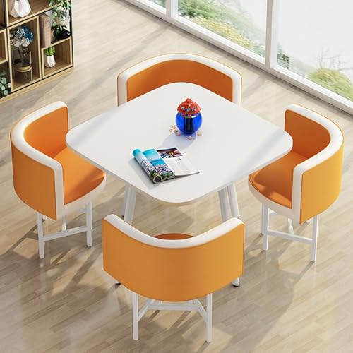 Rezeption Schreibtisch Negotiation Tisch Square/Round Dining Table with 4 Chairs Conference Room Furniture Business Combo Living Room & Salon Use Orange Color One Size Rezeption Schreibtisch Negotiation Tisch Square/Round Dining Table with 4 Chairs Conference Room Furniture Business Combo Living Room & Salon Use Orange Color One Size von Generic
