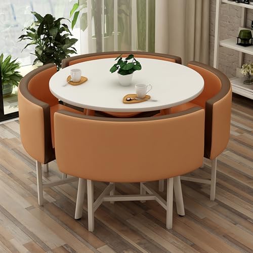 Rezeption Schreibtisch Negotiation Tisch Square/Round Dining Table with 4 Chairs Conference Room Setup Business Combo for Living Room Stylish Orange One Size Fits All Rezeption Schreibtisch Negotiation Tisch Square/Round Dining Table with 4 Chairs Conference Room Setup Business Combo for Living Room Stylish Orange One Size Fits All von Generic