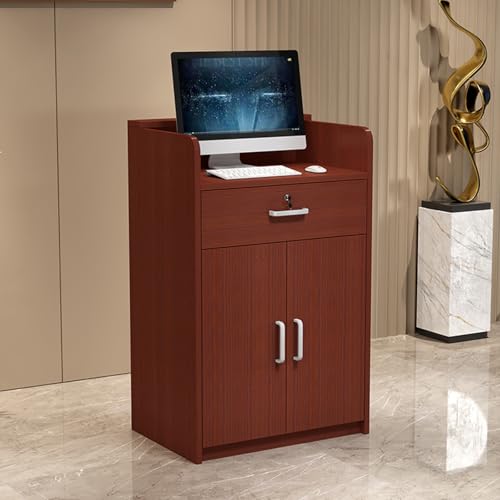 Rezeption Schreibtisch mit Lockable Drawer Negotiation Table for Stores & Supermarkets Teca Color 60x40x92 cm Modern Design Durable Rezeption Zähler Stylish Front Schreibtisch Rezeption Schreibtisch mit Lockable Drawer Negotiation Table for Stores & Supermarkets Teca Color 60x40x92 cm Modern Design Durable Rezeption Zähler Stylish Front Schreibtisch von Generic