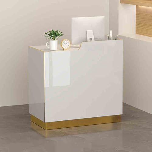 Rezeption Schreibtisch mit offenen Schalen, LED Beleuchteter Checkout Zähler Lockable Drawer Welcome Schreibtisch for Office Business Lobby Trade Show Stylish Rezeption Möbel Rezeption Schreibtisch mit offenen Schalen, LED Beleuchteter Checkout Zähler Lockable Drawer Welcome Schreibtisch for Office Business Lobby Trade Show Stylish Rezeption Möbel von Generic
