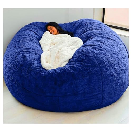 Riesiger Sitzsack Aus Fell Für Erwachsene Wohnzimmermöbel Großer Runder Weicher Flauschiger Sitzsack Aus Kunstfell Lazy Sofa Bettbezug (ohne Polsterung), Mehrere Farben Zur Auswahl von Generic