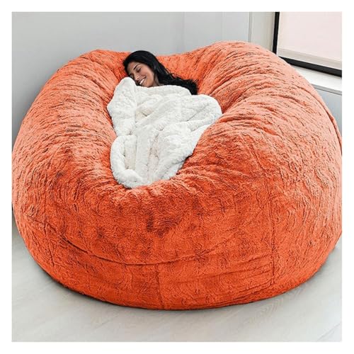 Riesiger Sitzsack Aus Fell Für Erwachsene Wohnzimmermöbel Großer Runder Weicher Flauschiger Sitzsack Aus Kunstfell Lazy Sofa Bettbezug (ohne Polsterung), Mehrere Farben Zur Auswahl von Generic