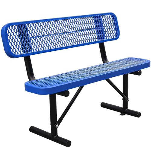 Robuste Parkbank Mit Tragbarem Rückenrahmen, Gartenbank Aus Metall Mit Rückenlehne for Den Außenbereich, Außenbank Aus Stahlgitter for Rasen, Terrasse, Veranda, Park, Hof(Blau,183cm) von Generic