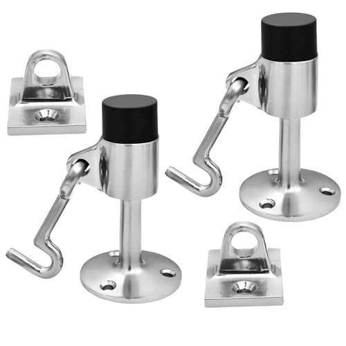 Robuste Türstopper mit Haken, Zinklegierung, winddicht, Gummipuffer zur Wandmontage mit Schrauben, perfekt für Zuhause, Büro und gewerbliche Räume, 2 Stück Robuste Türstopper mit Haken, Zinklegierung, winddicht, Gummipuffer zur Wandmontage mit Schrauben, perfekt für Zuhause, Büro und gewerbliche Räume, 2 Stück von Generic