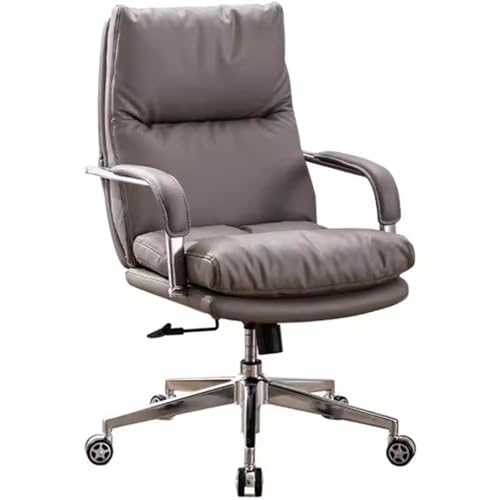 Robuster Chefsessel Aus Echtem Leder – 360° Drehbarer, Verstellbarer Managersitz Mit Wippfunktion(Grey Chair) von Generic