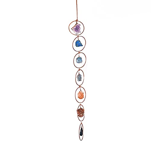 Roher Kristall 7 Chakra Edelstein Heilkristalle Kit, Kristall-Edelstein-Wanddekoration, Kristalle Fenster zum Aufhängen Feng Shui-Ornament von Generic