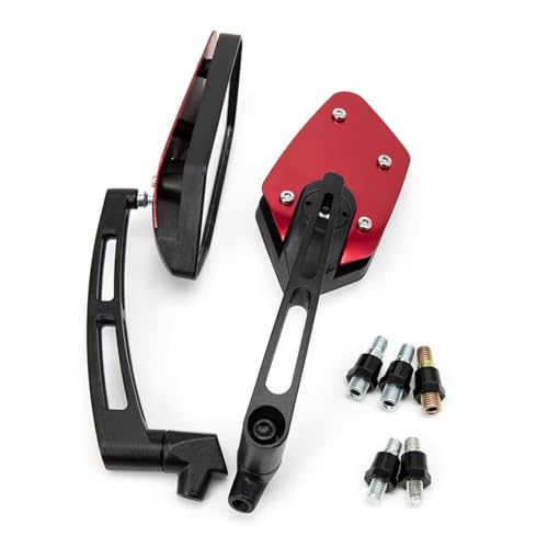 Roller E-Bike Rückspiegel Motorrad Drehbare HD Vision Seite Spiegel Rückspiegel Zubehör Schrauben motorräder Für Universal with 8mm and 10mm(Red) von Generic