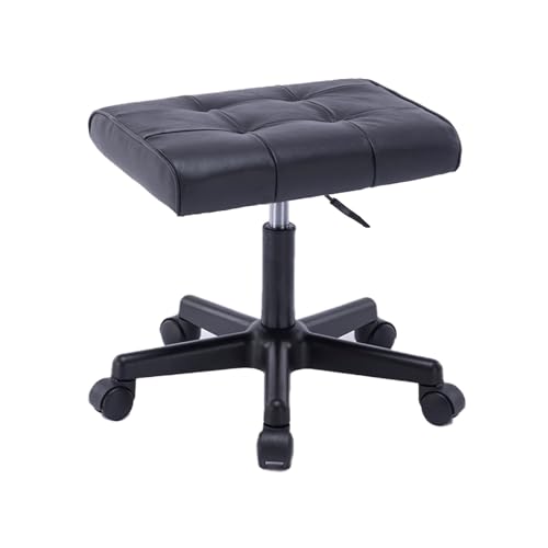 Rollhocker Höhenverstellbar 40-50cm Hocker mit Rollen Neun-Gitter-Design Bürohocker Ergonomisch Drehbar 360° Bequeme Arbeitshockerr für Salon und Spa(Black) von Generic