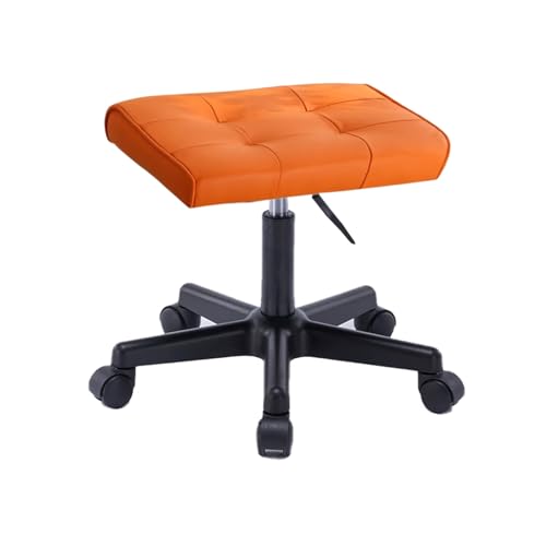 Rollhocker Höhenverstellbar 40-50cm Hocker mit Rollen Neun-Gitter-Design Bürohocker Ergonomisch Drehbar 360° Bequeme Arbeitshockerr für Salon und Spa(Orange) von Generic