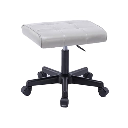 Rollhocker Höhenverstellbar 40-50cm Hocker mit Rollen Neun-Gitter-Design Bürohocker Ergonomisch Drehbar 360° Bequeme Arbeitshockerr für Salon und Spa(White) von Generic
