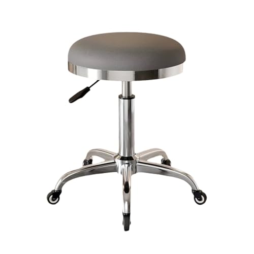 Rollhocker Höhenverstellbar 45-56cm Werkstatt Bürohocker Ergonomisch Stuhl mit Rollen 360° Drehhocker Hocker für Salon Spa und Haushalt(Gray) von Generic