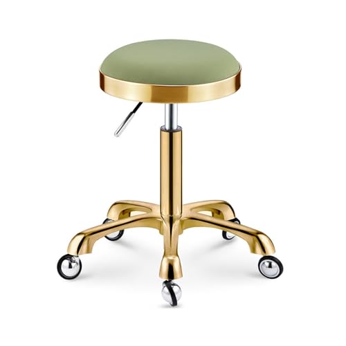 Rollhocker Höhenverstellbar Bis 200kg Hocker mit Rollen 360° Arbeitshocker und Sitzhöhe 45-58cm Friseurhocker Kosmetikhocker für Büro Salon Massage Spa(Green) von Generic