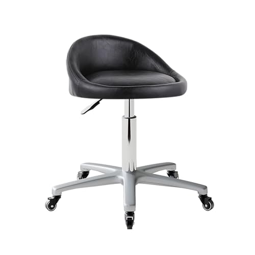 Rollhocker Höhenverstellbar Mit Lehne Bürohocker Ergonomisch Mit Rollen 360° Drehbar Arbeitshocker Bis 150kg Roll Hocker Für Salon Spa Haushalt(Black) von Generic