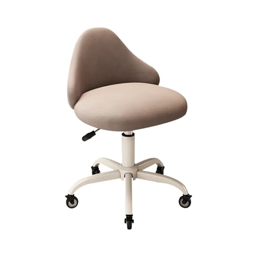 Rollhocker mit Lehne Höhenverstellbar 47-64cm Hocker mit Rollen Bis 150kg Weich Gepolsterter Sitz Drehhocker für Salon Spa und Haushalt(Khaki) von Generic