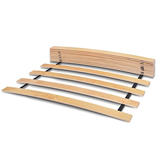 WOODRAM Rollrost 100x200 cm für Bett - Hochwertiger Rolllattenrost 17 Gebogene Birkenholzlatten mit Band verbunden.Lattenroste holzlatten Klappbar Bestimmt für Feder- sowie Schaummatratzen. (100x200) von WOODRAM