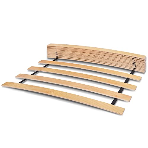 WOODRAM Rollrost 70x200 cm für Bett - Hochwertiger Rolllattenrost 17 Gebogene Birkenholzlatten mit Band verbunden.Lattenroste holzlatten Klappbar Bestimmt für Feder- sowie Schaummatratzen. (70x200) von WOODRAM
