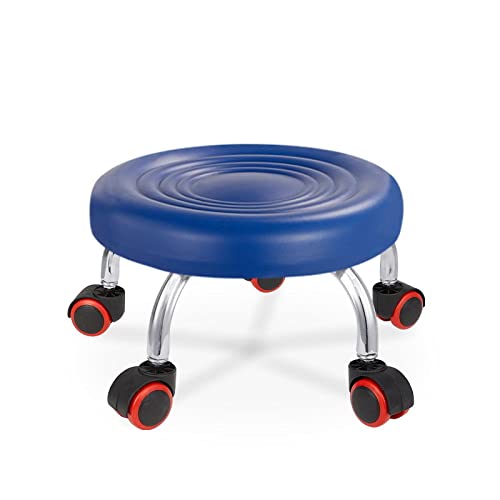 Rollstuhl mit Rückenlehne und Lederkissen, kleiner 360 Drehstuhl für niedrige Rolle Arbeit ergonomischer Radhocker Stuhl von Generic