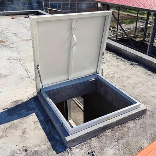 Roof Window Emergency Exit For Roof Ventilation, Galvanized Powder Coated Steel Roof Hatch Roof Steel Security Door Roof Access Hatch Commercial Flat Roof Access Hatch Door(75x75cm/29.5x29.5in) von Generic