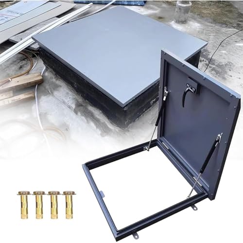 Roof Window Emergency Exit For Roof Ventilation, Oberlicht-Dachabdeckung Fenster Mit Gasdruckfeder Sicherheits-Dachzugangstür Sicherheits-Dachstahltür Lagerhaus Dachboden Keller(70x70cm/27.6x27.6in) von Generic