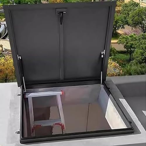 Roof Window Emergency Exit For Roof Ventilation, Sicherheitsdachluke Aus Aluminiumlegierung Abschließbare Fensterabdeckung Hochbelastbare Notfallzugangstür(60x60cm/23.6x23.6in) von Generic