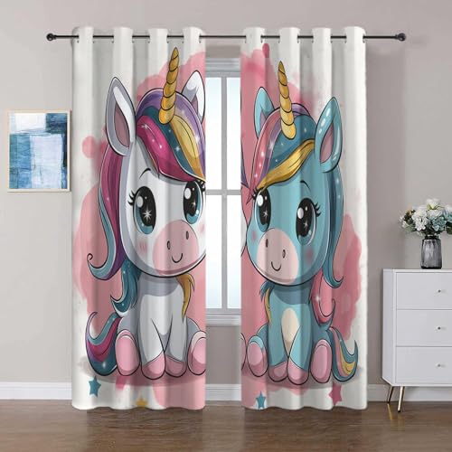 Rosa Blickdichte Vorhänge mit Ösen Cartoon-Einhorn Verdunkelungsvorhang 2er Set B140 x H245 cm Gardine Polyester für Schlafzimmer Kinderzimmer Wohnzimmer Dekoration Rosa Blickdichte Vorhänge mit Ösen Cartoon-Einhorn Verdunkelungsvorhang 2er Set B140 x H245 cm Gardine Polyester für Schlafzimmer Kinderzimmer Wohnzimmer Dekoration von Generic