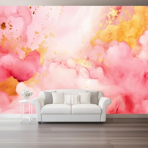 Rosa Fototapete 400 x 280 cm Minimalismus Aquarell Pflanzen Thema Wandbild Wohnzimmer Schlafzimmer Wandtapete, Vlies Tapete UV-Beständig Geruchsfrei Montagefertig Rosa Fototapete 400 x 280 cm Minimalismus Aquarell Pflanzen Thema Wandbild Wohnzimmer Schlafzimmer Wandtapete, Vlies Tapete UV-Beständig Geruchsfrei Montagefertig von Generic