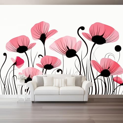 Rosa Linien (Blumen) Fototapete 400 x 280 cm, Abstrakte Kunst Wandbild Fototapete für Wohnzimmer Schlafzimmer Wandtapete Vlies Tapete UV-Beständig Montagefertig von Generic