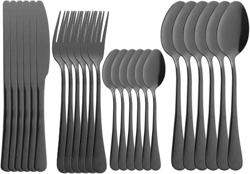 Rosa Silber Spiegel Besteck Set 24-teiliges Besteck Besteck Gabel Messer Löffel Edelstahl Besteck Geschirr Set, C von Generic