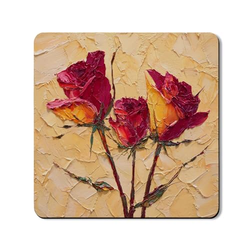 Rose Waschmaschinen-Oberseite, Schutzmatte, modernes Blumenmuster, elegant, Gummi, rutschfest, wasserdicht, Wasch- und Trocknermatten für Waschküche, 61 x 61 cm von Generic