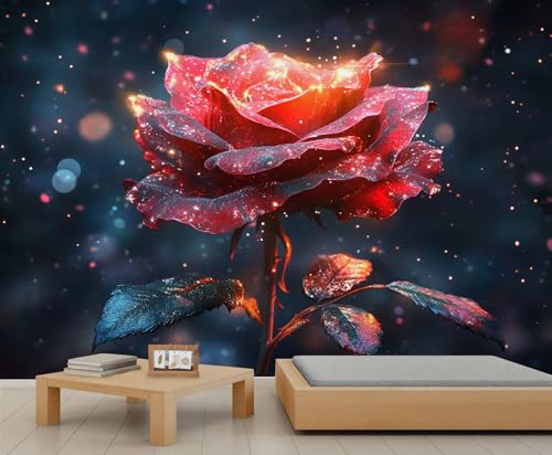 Rosen Tapete Sternenhimmel Kindertapete Blatt Wandbild Blumen Tapete für Mädchen Schlafzimmer Kinder Wohnzimmer 280X200cm Rosen Tapete Sternenhimmel Kindertapete Blatt Wandbild Blumen Tapete für Mädchen Schlafzimmer Kinder Wohnzimmer 280X200cm von Generic