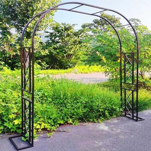Rosenbögen Gartenbogen 140-340cm X 230cm Rankhilfe Pergola Aus Metall Rankbogen Rankgitter Spalier Für Kletterpflanzen Garten, Balkon Verzinkter Rosengestell(Brown,180x230x40cm) von Generic