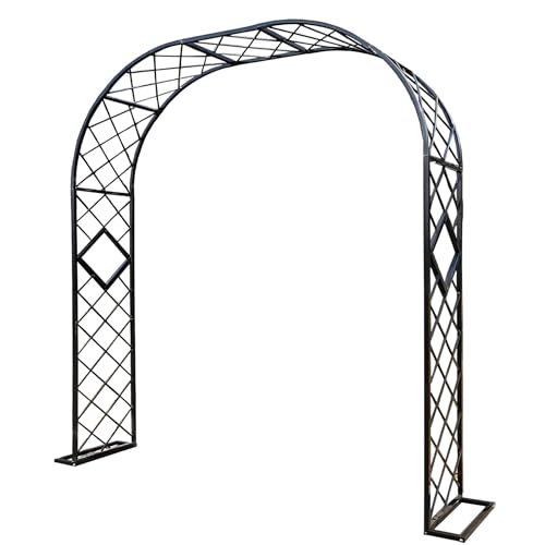 Rosenbogen Metall Stabil, Schwer Rosenbogen Verzinkt Gartenbogen Pergola aus Metall Stabil Hochzeitsbogen Rankgitter, Torbogen Rankhilfe für Kletterpflanzen(Black,W3mxH2.3m) von Generic
