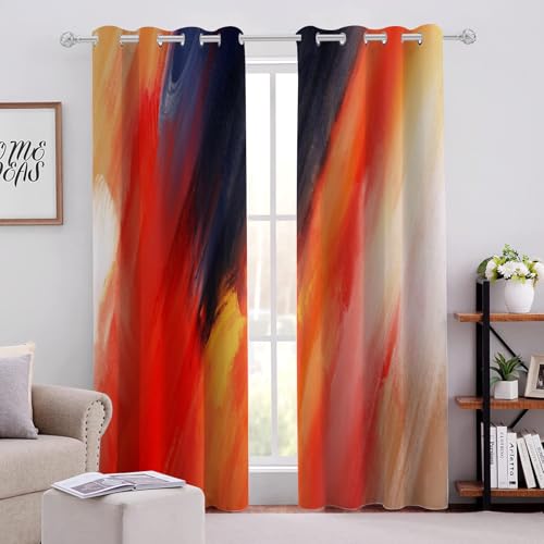 Rot-Graues Verlaufsgraffiti Verdunklungsvorhänge H138 X B117cm Modern Abstrakt Thermovorhang Hitzeschutz Vorhang Blickdicht mit Ösen Gardinenschals mit Schlaufen 2er Pack von Generic