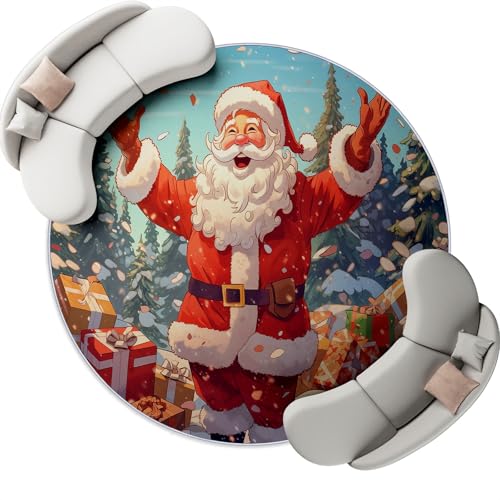 Rot Weiß Runder Teppich 200 cm Waschbar Kurzflor Weich Teppiche, Cartoon Weihnachtsmann Kiefer Baum Druckmotive Teppich Faltbar rutschfest Schlafzimmer Kinderzimmer Wohnzimmer Studie Heimbüro Rot Weiß Runder Teppich 200 cm Waschbar Kurzflor Weich Teppiche, Cartoon Weihnachtsmann Kiefer Baum Druckmotive Teppich Faltbar rutschfest Schlafzimmer Kinderzimmer Wohnzimmer Studie Heimbüro von Generic