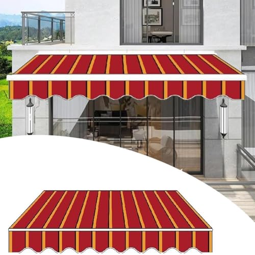 Rot-gelb Gestreifter Ersatzstoff für Terrassenmarkise, Outdoor Sonnenschutz Überdachung Wasserdicht UV-beständiges Polyester (nur Stoff)(250x150cm/8x5ft) von Generic