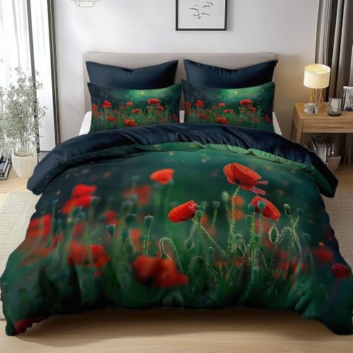 Rote Blume Bettwäsche 135x200 Pflanzen Bettwäsche Set, 3D Bettbezug Set Weich Microfaser Bettbezüge 2 Teilig Landschaft Wendebettwäsche für Einzelbett, mit 1 Kissenbezug b1981 Rote Blume Bettwäsche 135x200 Pflanzen Bettwäsche Set, 3D Bettbezug Set Weich Microfaser Bettbezüge 2 Teilig Landschaft Wendebettwäsche für Einzelbett, mit 1 Kissenbezug b1981 von Generic