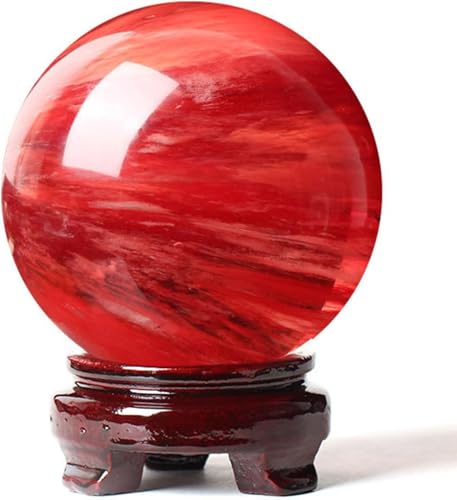Rote Kristallkugel Mit Ständer - Rote Obsidiankugel - Natürliche Schmelzende Quarzkristall Edelsteinkugel Kugel Für Meditation Heilung Feng Shui Wahrsagerei Kugel Heimdekorat, Red, 4in(100mm) von Generic