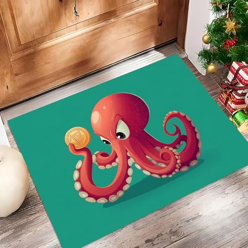 Roter Oktopus Fussmatte Innen 60 X 90 cm, Schlanke rutschfeste Fußmatte Für Den Innenbereich, Abstrakte Tiere Fußmatte, Absorbiert Wasser Schmutzfangmatte, Blaugrün Weich Und Bequem Roter Oktopus Fussmatte Innen 60 X 90 cm, Schlanke rutschfeste Fußmatte Für Den Innenbereich, Abstrakte Tiere Fußmatte, Absorbiert Wasser Schmutzfangmatte, Blaugrün Weich Und Bequem von Generic