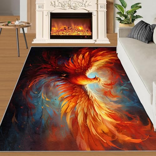 Roter Phönix Teppich Flammen Vögel Tiere Schlafzimmerteppiche Fantasie Phönix 140x200 Rug Tiere Vorleger Rutschfester Teppich Für Stark Frequentierte Bereiche Roter Phönix Teppich Flammen Vögel Tiere Schlafzimmerteppiche Fantasie Phönix 140x200 Rug Tiere Vorleger Rutschfester Teppich Für Stark Frequentierte Bereiche von BEQUTIY