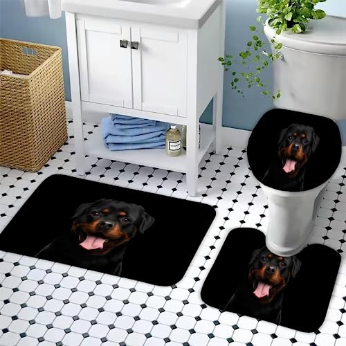 Rottweiler Badteppiche Set 3 Teilig Mikrofaser Badvorleger Haustier Rutschfestt Waschbar Badematte U-FöRmiger Wc-Vorlegermit Deckelbezug FüR Badewanne Dusche Badezimmer 50x80 Rottweiler Badteppiche Set 3 Teilig Mikrofaser Badvorleger Haustier Rutschfestt Waschbar Badematte U-FöRmiger Wc-Vorlegermit Deckelbezug FüR Badewanne Dusche Badezimmer 50x80 von Generic